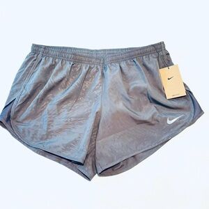 NEW Nike Dri-Fit Women's Brief Lined Running Shorts Gray Size Large Drawstring